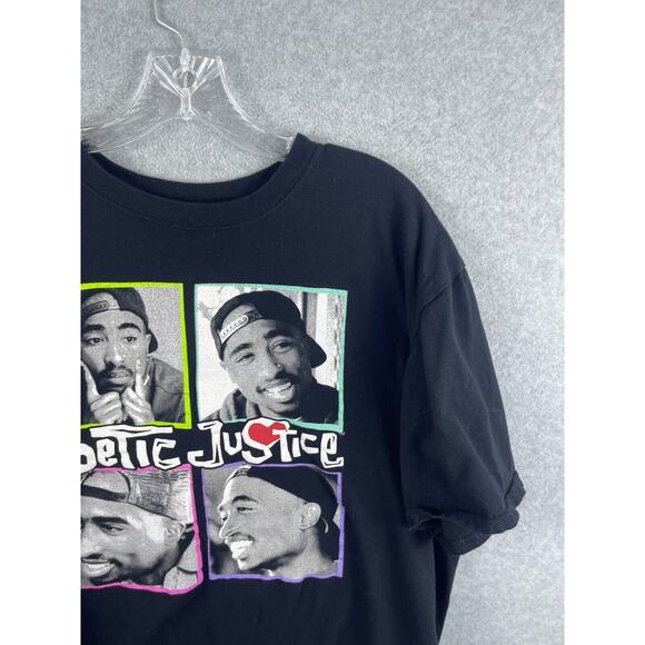 Philco Poetic Justice Tupac Shirt Size XL Black Short Sleeve 90s Rap Hip Hop Tee - Picture 3 of 8
